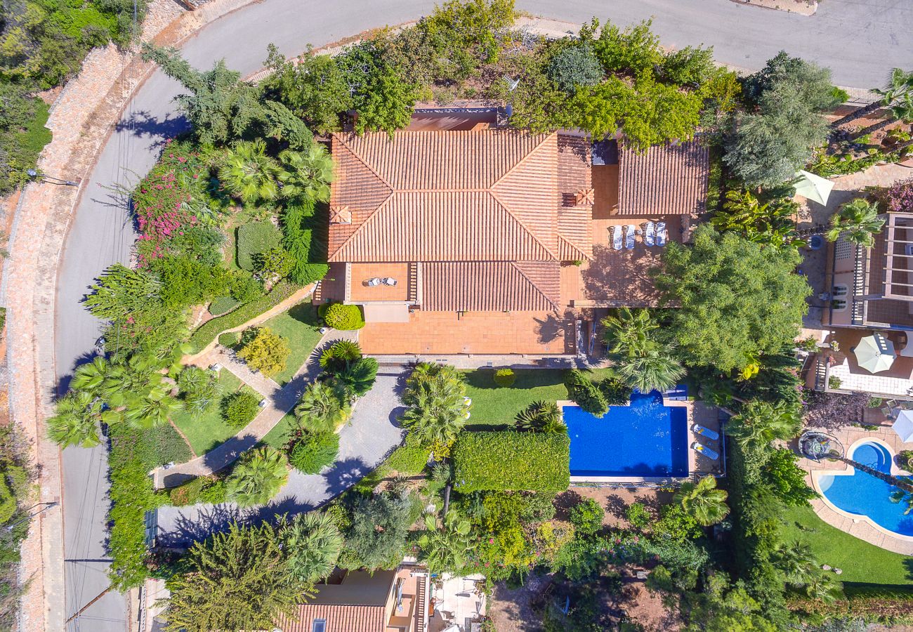 Aerial view of the villa.
