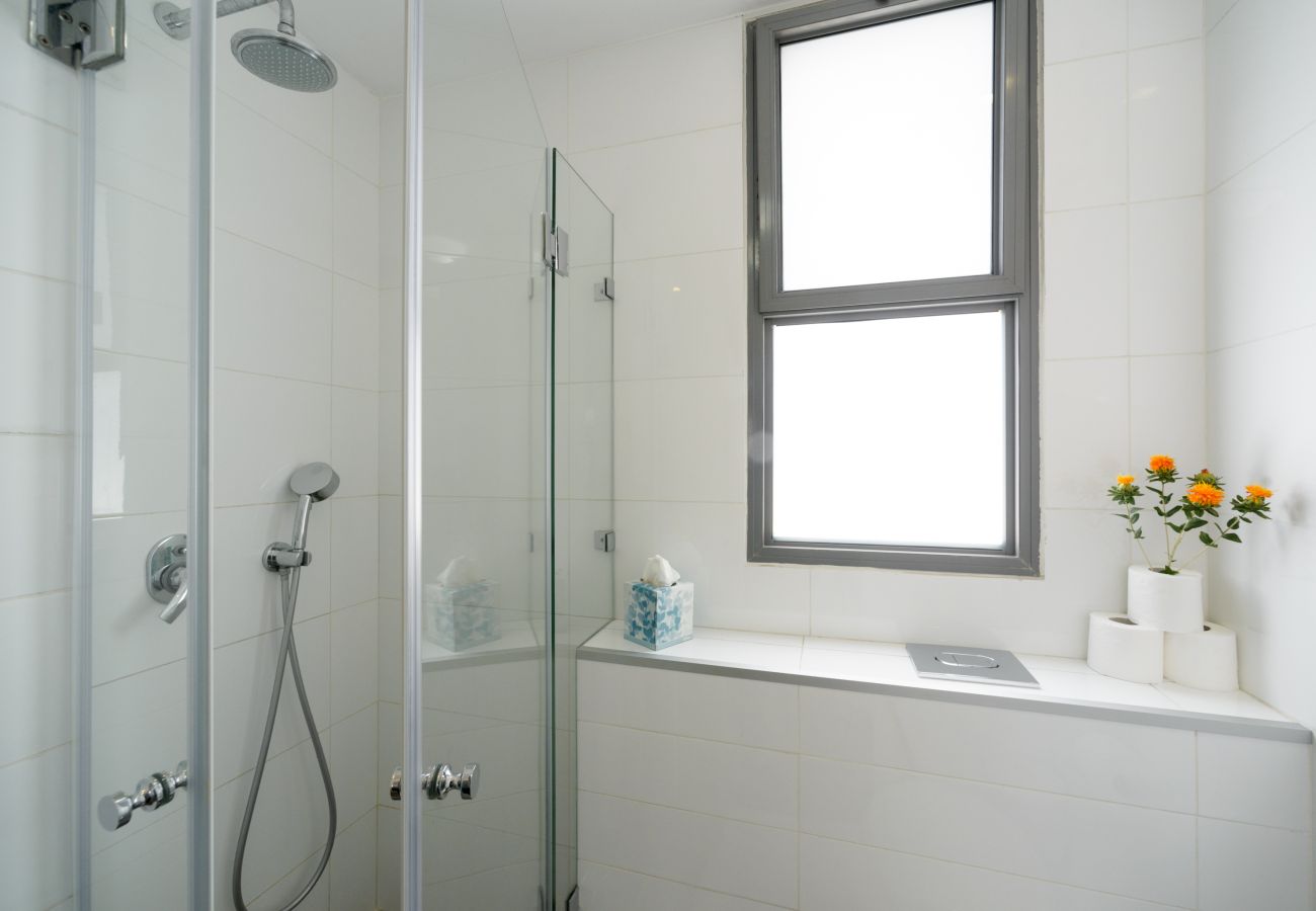 Bright and clean shower in apartment on Ben Yehuda st.